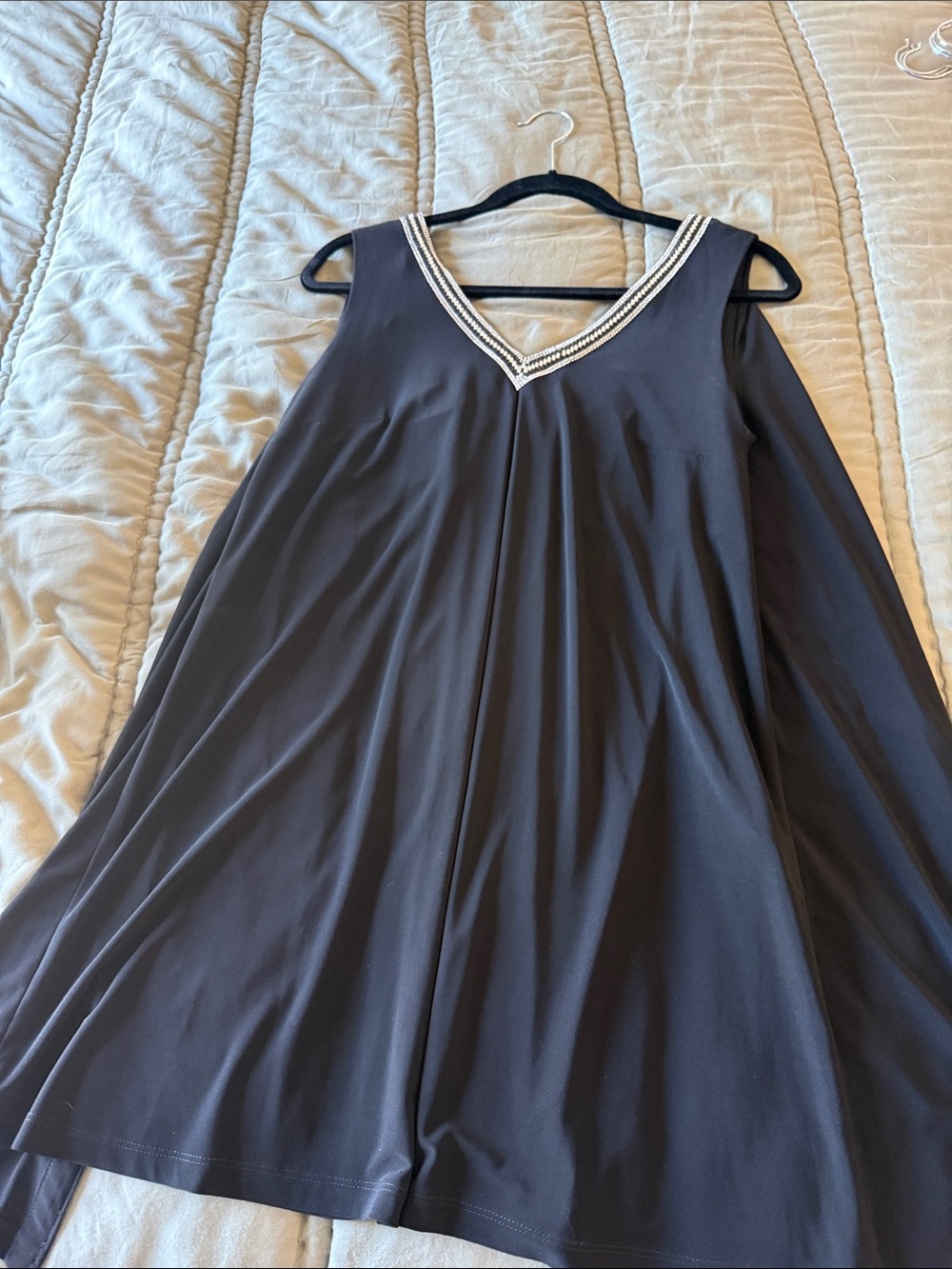 Joseph Ribkoff Black Sleeveless Tunic with Beaded V-Neck